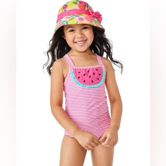 Gymboree | Girls Pink and Green One Piece Watermelon Swimsuit - Picture 1 of 3
